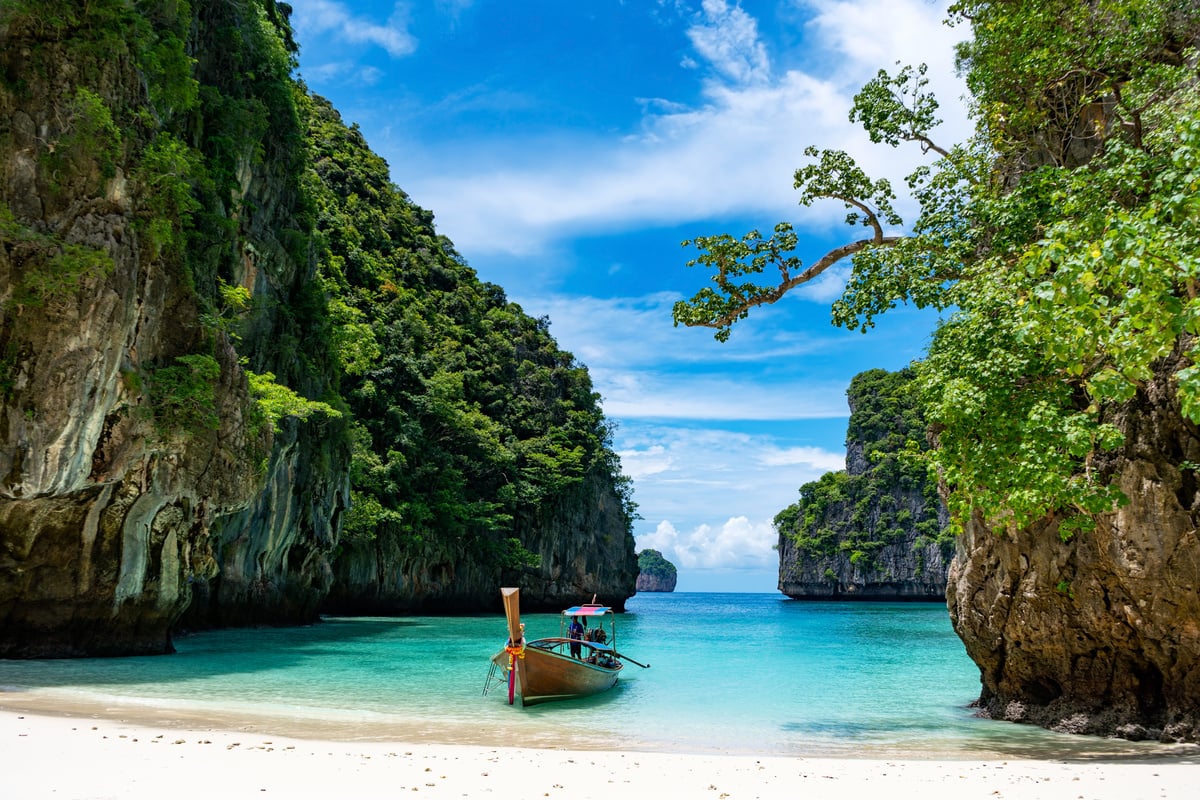 Boat in Loh Samah Bay in Phi Phi Island, Thailand